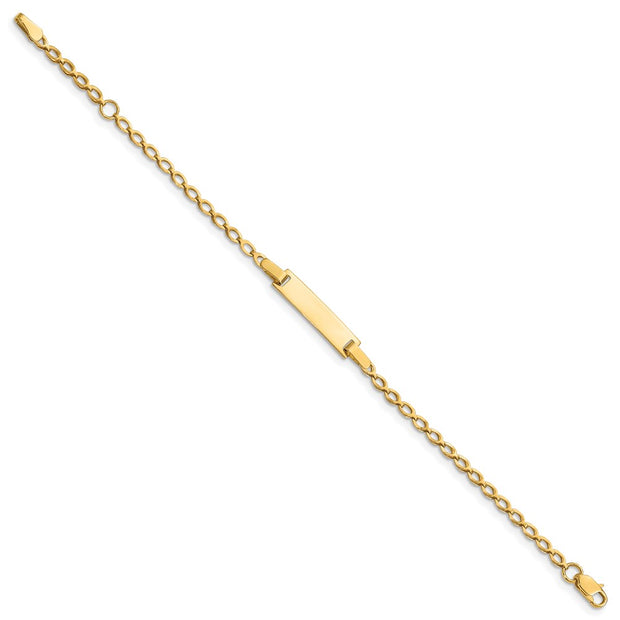 14k Polished Solid Chain/Solid Plate Fancy Link 16x5mm Plate Baby/Child ID Bracelet