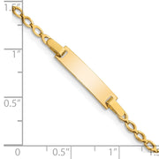 14k Polished Solid Chain/Solid Plate Fancy Link 16x5mm Plate Baby/Child ID Bracelet