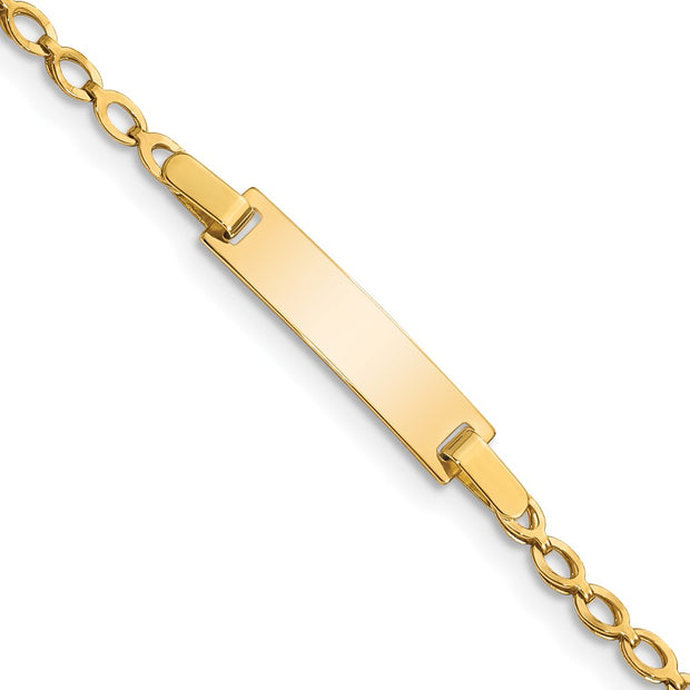 14k Polished Solid Chain/Solid Plate Fancy Link 16x5mm Plate Baby/Child ID Bracelet