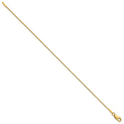 14K 1mm Box with Lobster Clasp Anklet
