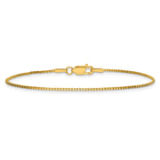 14K 1mm Box with Lobster Clasp Anklet