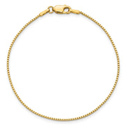 14K 1mm Box with Lobster Clasp Anklet