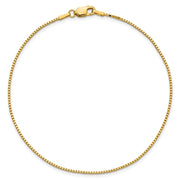 14K 1.05mm Box with Lobster Clasp Anklet