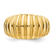 14k High Polished Ribbed Dome Ring
