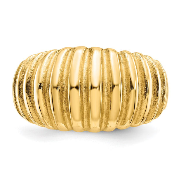 14k High Polished Ribbed Dome Ring