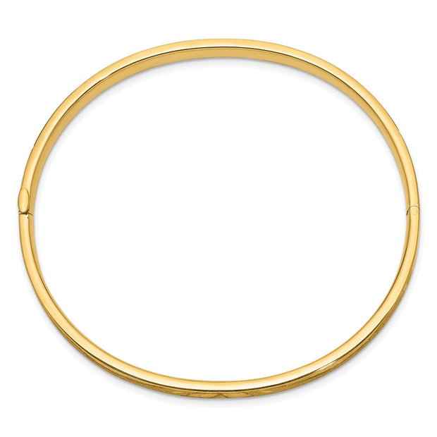 14k 3/16 Oversize Diamond-cut Concave Hinged Oval Bangle Bracelet