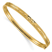 14k 3/16 Oversize Diamond-cut Concave Hinged Oval Bangle Bracelet