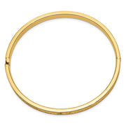 14k 4/16 Diamond-cut Concave Hinged Oval Bangle Bracelet