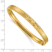 14k 4/16 Diamond-cut Concave Hinged Oval Bangle Bracelet