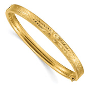 14k 4/16 Diamond-cut Concave Hinged Oval Bangle Bracelet