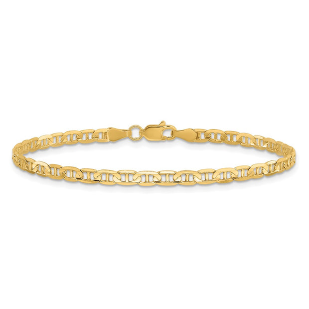 14K 3mm Concave Anchor with Lobster Clasp Chain