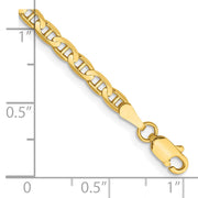 14K 3mm Concave Anchor with Lobster Clasp Chain