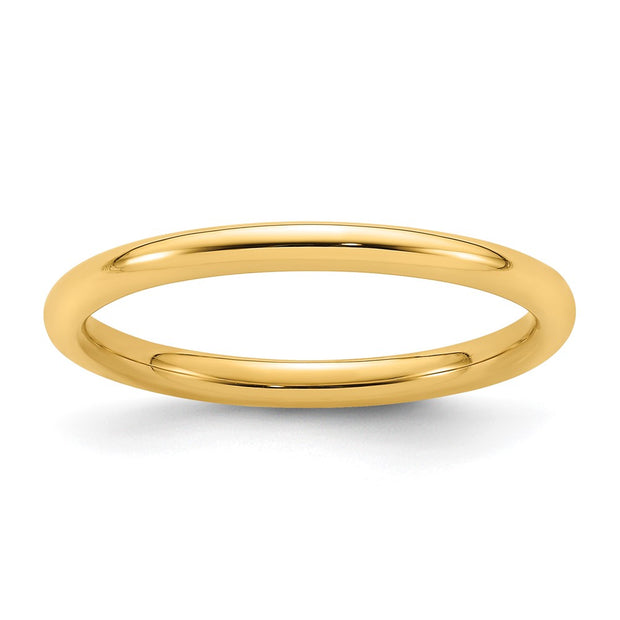 14k Yellow Gold 2mm Standard Weight Comfort Fit Wedding Band