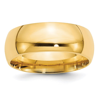 14k Yellow Gold 8mm Standard Weight Comfort Fit Wedding Band