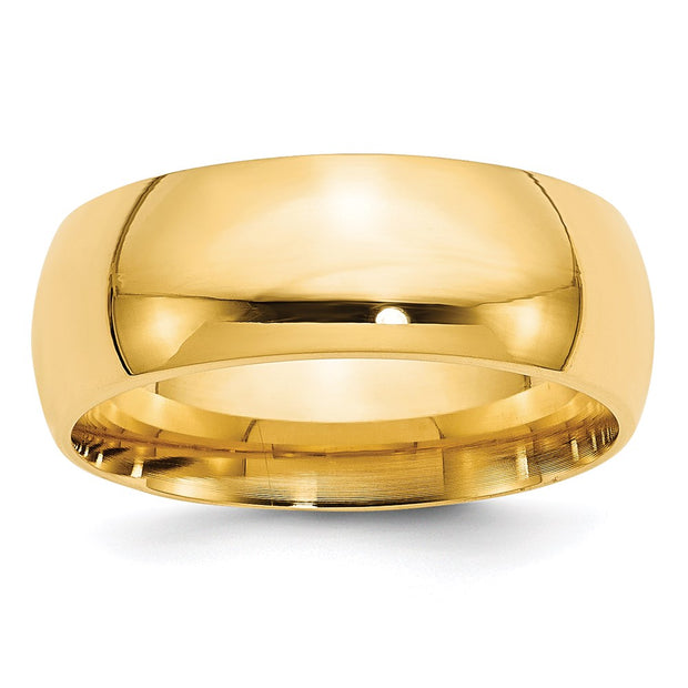 14k Yellow Gold 8mm Standard Weight Comfort Fit Wedding Band