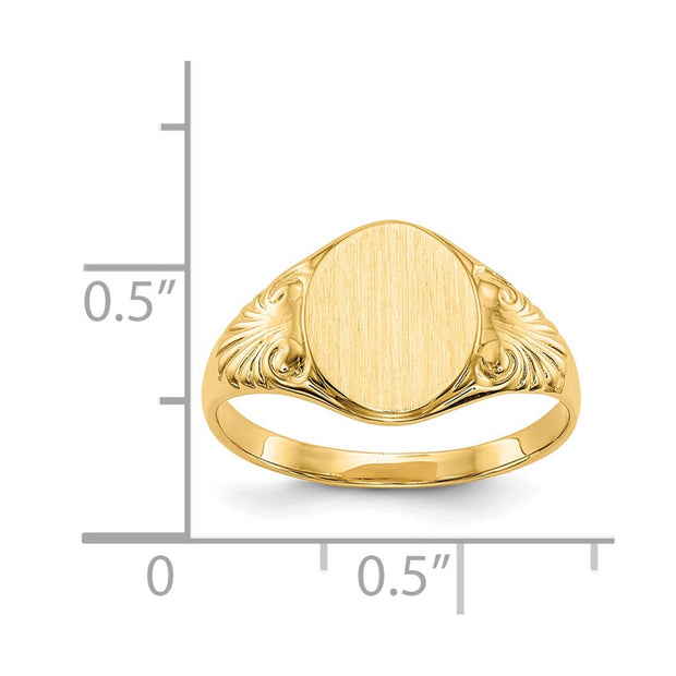 14k 7.5x10.0mm Closed Back Signet Ring