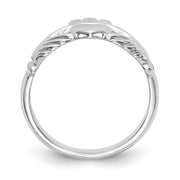 14k White Gold Polished Claddagh Ring