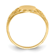 14k 7.5x8.5mm Satin Open Back Filigree Signet Ring