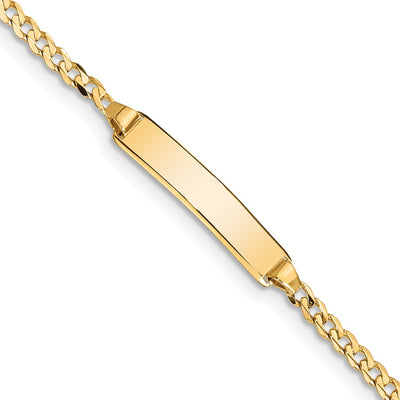 14k Polished Solid Chain/Solid Plate Curb Link 20x4.8mm Plate Baby/Child ID Bracelet