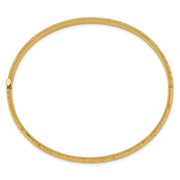14k 3/16 Polished Fancy Hammered Hinged Oval Bangle Bracelet