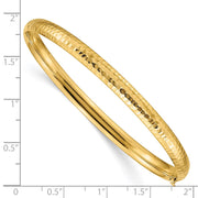 14k 3/16 Polished Fancy Hammered Hinged Oval Bangle Bracelet