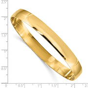 14k Solid Polished Half-Round Slip-On Round Bangle Bracelet