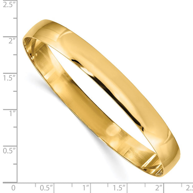 14k Solid Polished Half-Round Slip-On Round Bangle Bracelet