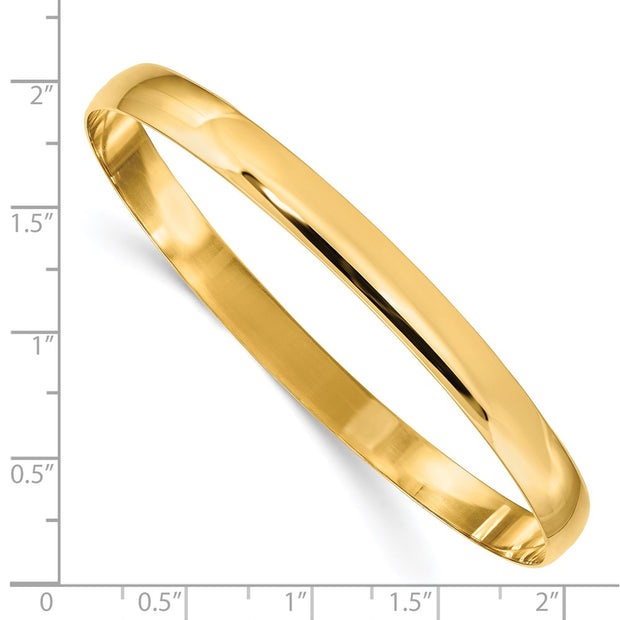 14k Solid Polished Half-Round Slip-On Round Bangle Bracelet