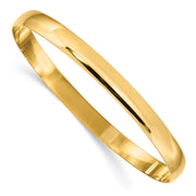 14k Solid Polished Half-Round Slip-On Round Bangle Bracelet