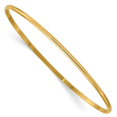14k Solid Polished Half-Round Slip-On Round Bangle Bracelet