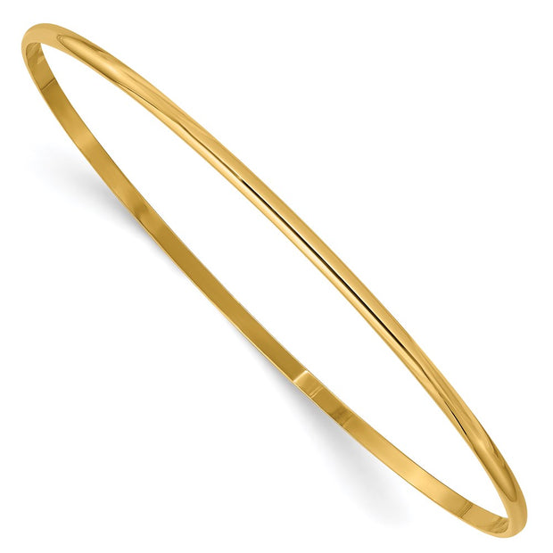 14k Solid Polished Half-Round Slip-On Round Bangle Bracelet