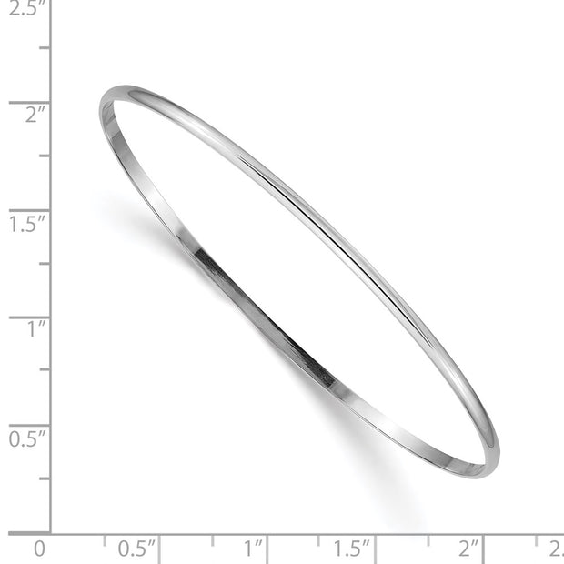 14k White Gold Solid Polished Half-Round Slip-On Round Bangle Bracelet