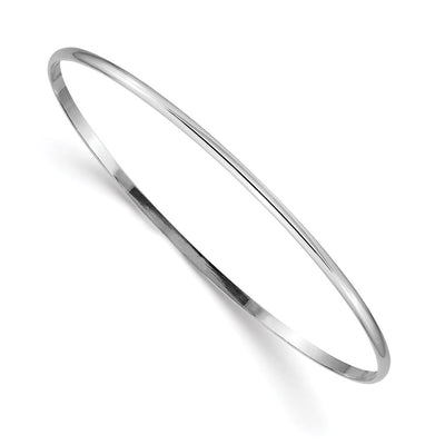 14k White Gold Solid Polished Half-Round Slip-On Round Bangle Bracelet