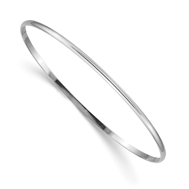 14k White Gold Solid Polished Half-Round Slip-On Round Bangle Bracelet