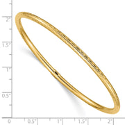 14k Polished Diamond-cut Tube Slip-on Round Bangle Bracelet