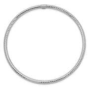 14k White Gold Polished Diamond-cut Tube Slip-on Round Bangle Bracelet
