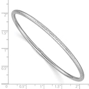 14k White Gold Polished Diamond-cut Tube Slip-on Round Bangle Bracelet