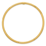 14k Polished and Satin Finish Diamond-cut Slip-on Round Bangle Bracelet