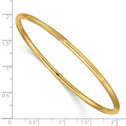 14k Polished and Satin Finish Diamond-cut Slip-on Round Bangle Bracelet