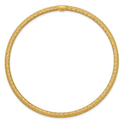 14k Satin Finish Diamond-cut Tube Slip-on Round Bangle Bracelet