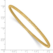 14k Satin Finish Diamond-cut Tube Slip-on Round Bangle Bracelet