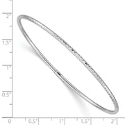 14k White Gold Polished Diamond-cut Tube Slip-on Round Bangle Bracelet