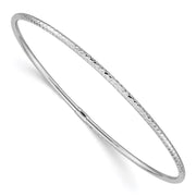 14k White Gold Polished Diamond-cut Tube Slip-on Round Bangle Bracelet