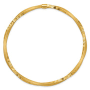 14k Satin Finish Diamond-cut Twist Slip-on Round Bangle Bracelet