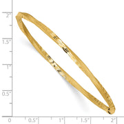 14k Satin Finish Diamond-cut Twist Slip-on Round Bangle Bracelet