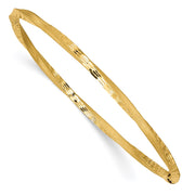 14k Satin Finish Diamond-cut Twist Slip-on Round Bangle Bracelet