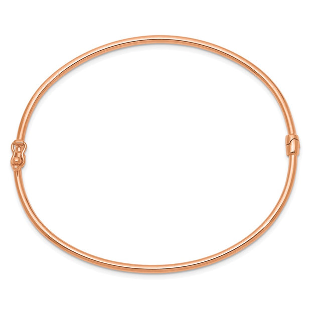 14k Rose Gold Polished Hinged Oval Bangle Bracelet