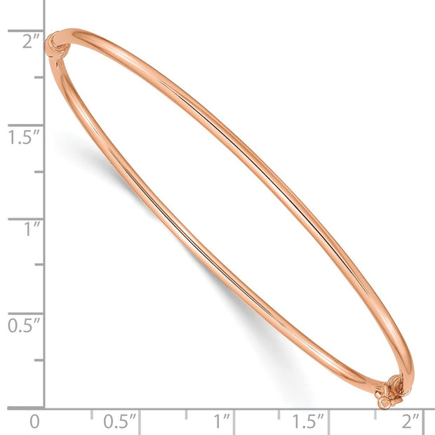 14k Rose Gold Polished Hinged Oval Bangle Bracelet