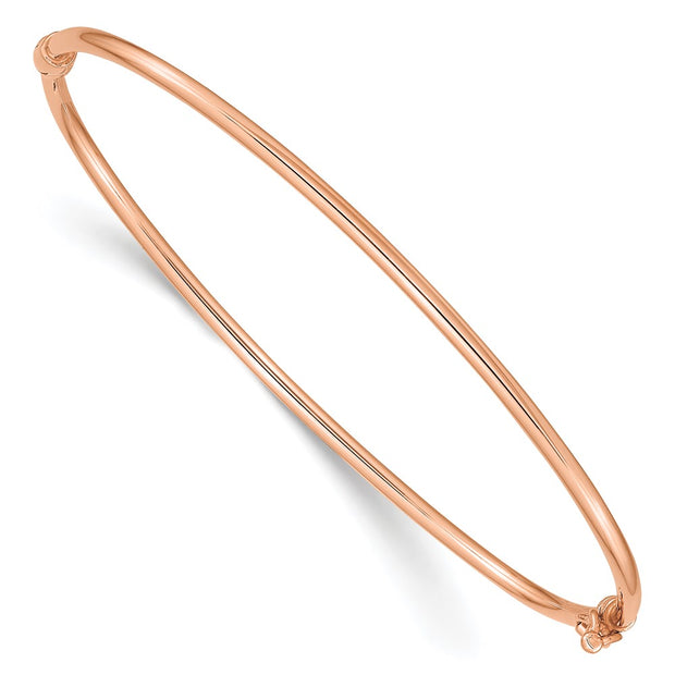 14k Rose Gold Polished Hinged Oval Bangle Bracelet