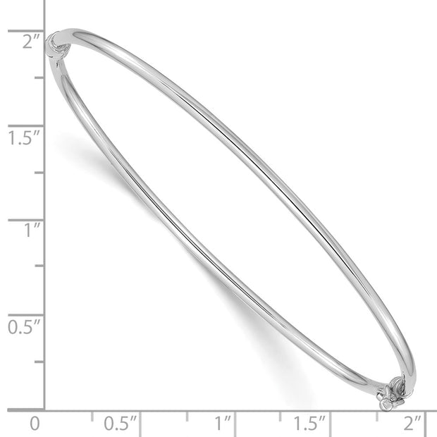 14k White Gold Polished Hinged Oval Bangle Bracelet